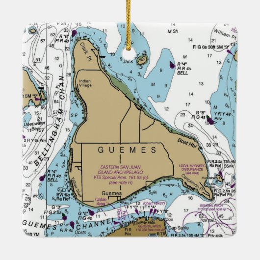 Ornement En Céramique Graphique des îles Guemes (Dos)