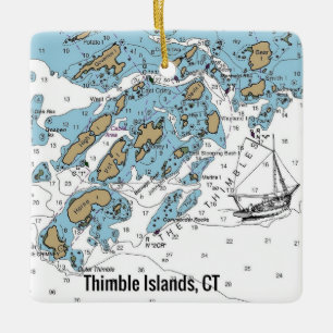 Ornement En Céramique Graphique du Connecticut de l'île Thimble