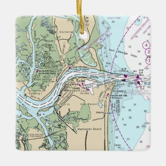 Ornement En Céramique Graphique Florida de Fort George Inlet (Devant)