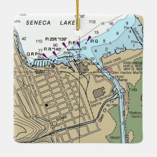 Ornement En Céramique Graphique NY de Seneca Lake Watkins (Dos)