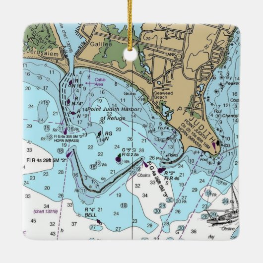 Ornement En Céramique Graphique Point Judith Rhode Island (Dos)