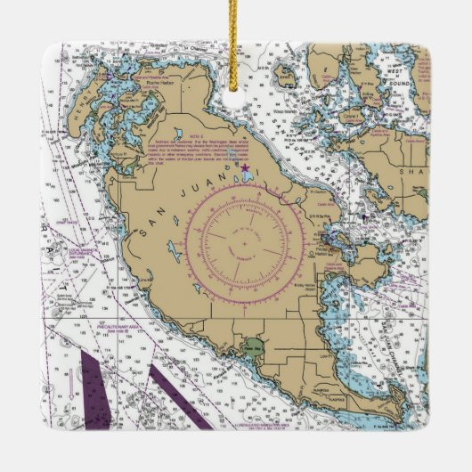 Ornement En Céramique Graphique WA de l'île San Juan (Dos)
