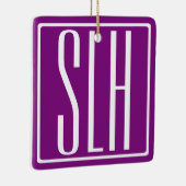 Ornement En Céramique Gras moderne 3 initiales Monogramme | Blanc et pou (Droite)