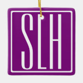 Ornement En Céramique Gras moderne 3 initiales Monogramme | Blanc et pou (Devant)