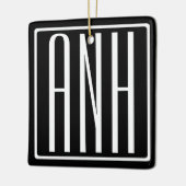 Ornement En Céramique Gras moderne 3 initiales Monogramme | Blanc sur no (Gauche)