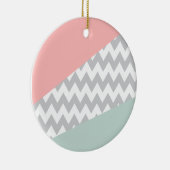 Ornement En Céramique Gray Chevron Mint et Coral (Droite)