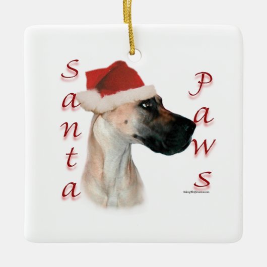 Ornement En Céramique Great Dane (fawn) Père Noël Paws (Devant)
