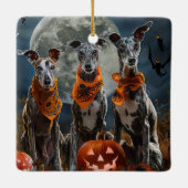 Ornement En Céramique Greyhound Halloween Éffrayant (Dos)