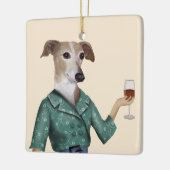 Ornement En Céramique Greyhound Wine Snob (Gauche)