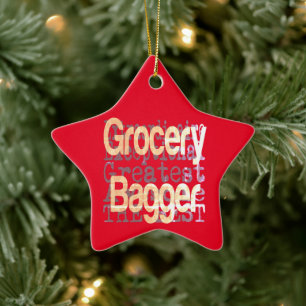 Ornement En Céramique Grocery Bagger