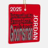 Ornement En Céramique Groomsman Extraordinaire CUSTOM (Droite)