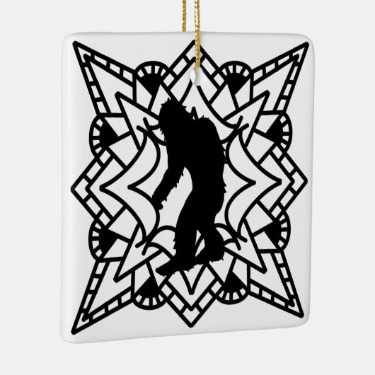 Ornement En Céramique Gros pied, Sasquatch dans un Mandala (Droite)