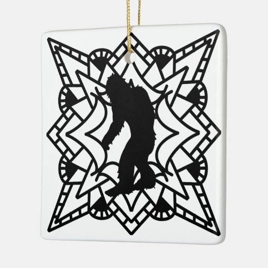 Ornement En Céramique Gros pied, Sasquatch dans un Mandala (Gauche)