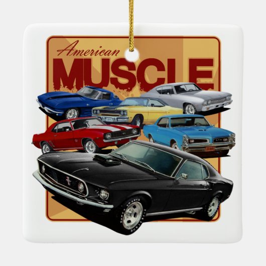 Ornement En Céramique Groupe de voitures-muscles (Dos)