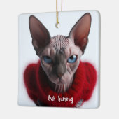 Ornement En Céramique Grumpy Sphynx Chat Noël (Gauche)