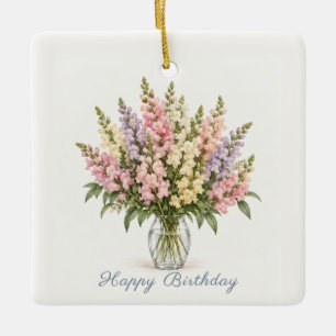 Ornement En Céramique Gueules-de-loup pastel Joyeux Anniversaire