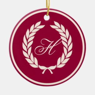 Ornement En Céramique Guirlande de feuille de laurier de monogramme
