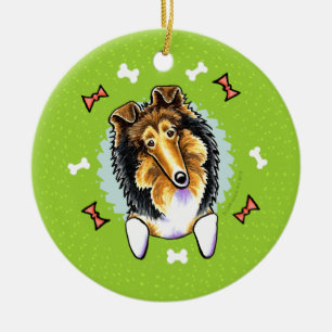 Ornement En Céramique Guirlande de Noël de Sheltie de colley
