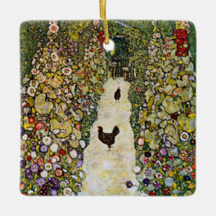 Ornement En Céramique Gustav Klimt - Chemin de jardin avec poulets