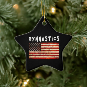 Ornement En Céramique Gymnastique Grunge Américain Drapeau USA