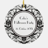 Ornement En Céramique HALLOWEEN Black Damask Pattern Crâne personnalisé (Dos)