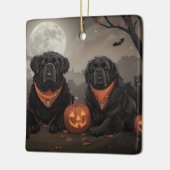 Ornement En Céramique Halloween de Terre-Neuve Éffrayant (Gauche)