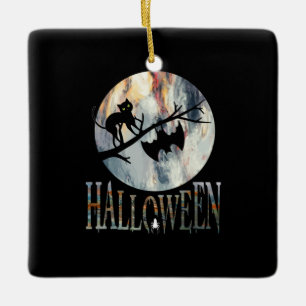 Ornement En Céramique Halloween Funny Chat Halloween Anniversaire