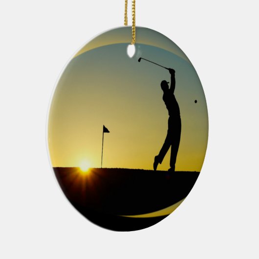Ornement En Céramique HAMbyWG - Coucher de soleil - Golfer (Droite)