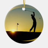 Ornement En Céramique HAMbyWG - Coucher de soleil - Golfer (Devant)