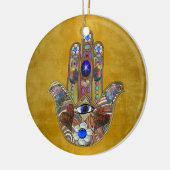 Ornement En Céramique Hamsa Coeurs Fleurs Opal Art sur Or (Gauche)