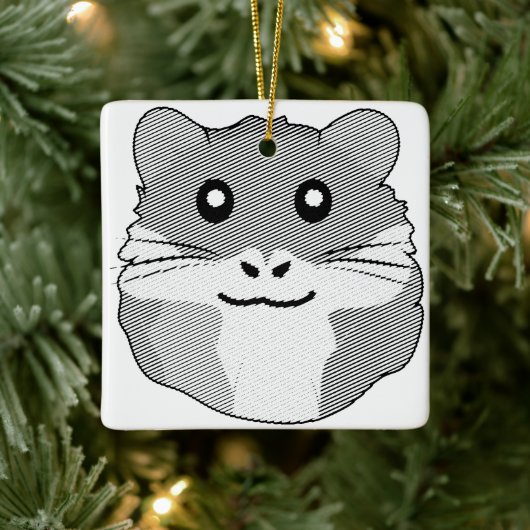 Ornement En Céramique Hamster minimaliste joyeux (Arbre)