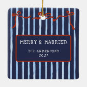 Ornement En Céramique Hand Drawn Red Bows Merry Married   (Dos)