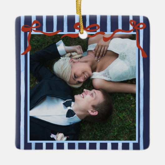 Ornement En Céramique Hand Drawn Red Bows Merry Married   (Devant)