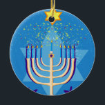 Ornement En Céramique hanoukka menorah<br><div class="desc">"hanoukka menorah",  "happy hanoukka",  menorah,  "star de david",  "chanoukah juif",  Hanoukka,  "vacances juives""chanoukah,  hannukah,  chanoukkah channuka,  channukah,  chanoukka,  hannuka,  hébreu,  juif, ,  judaïsme,  menora,  judajudica, </div>