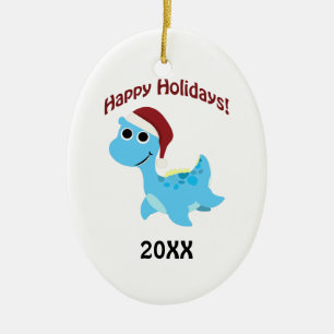 Ornement En Céramique Happy Holidays! Cute Nessie
