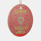 Ornement En Céramique Happy Holidays Heart Red and Gold Collection (Droite)