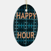 Ornement En Céramique Happy Hour Texte bleu Vector Art Imprimer (Droite)