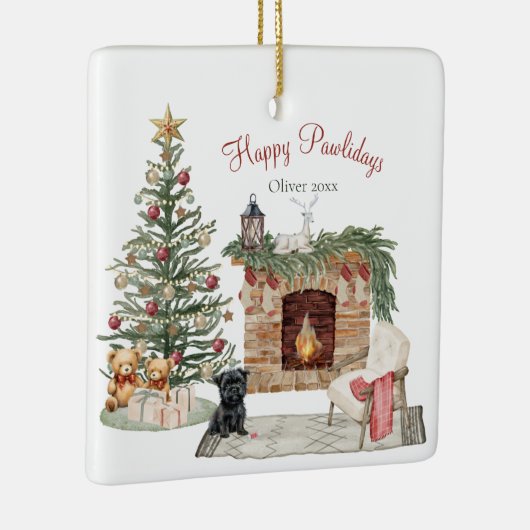 Ornement En Céramique Happy Pawlidays Chien Design - Affenpinscher (Droite)