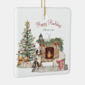 Ornement En Céramique Happy Pawlidays Chien Design - Australian Shepherd (Droite)