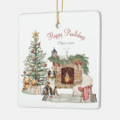 Ornement En Céramique Happy Pawlidays Chien Design - Australian Shepherd (Gauche)