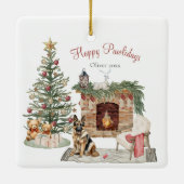 Ornement En Céramique Happy Pawlidays Chien Design - Berger allemand (Dos)