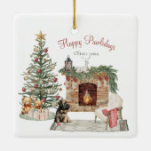 Ornement En Céramique Happy Pawlidays Chien Design - Briard (Dos)