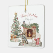 Ornement En Céramique Happy Pawlidays Chien Design - Husky (Gauche)