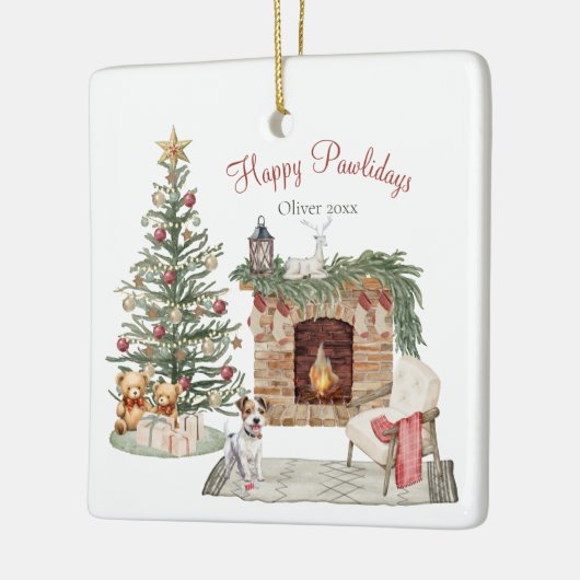 Ornement En Céramique Happy Pawlidays Chig Design - Jack Russell (Gauche)