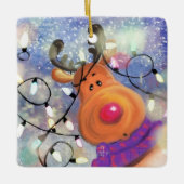 Ornement En Céramique Happy Reindeer - Joyeux Noël (Devant)
