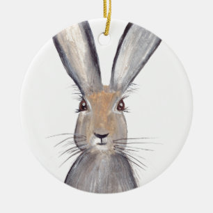 Ornement En Céramique Hare lapin aquarelle animal faune nature mignonne