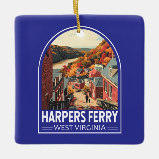 Ornement En Céramique Harpers Ferry West Virginia Travel Art Vintage (Devant)