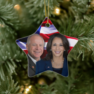 Ornement En Céramique Harris Waltz Photo 2024 - Kamala Harris Tim Waltz