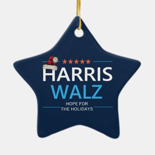Ornement En Céramique Harris Walz Noël espoir pour les fêtes Kamala (Dos)