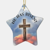 Ornement En Céramique Has Risen Rugged Cross With Clouds (Gauche)